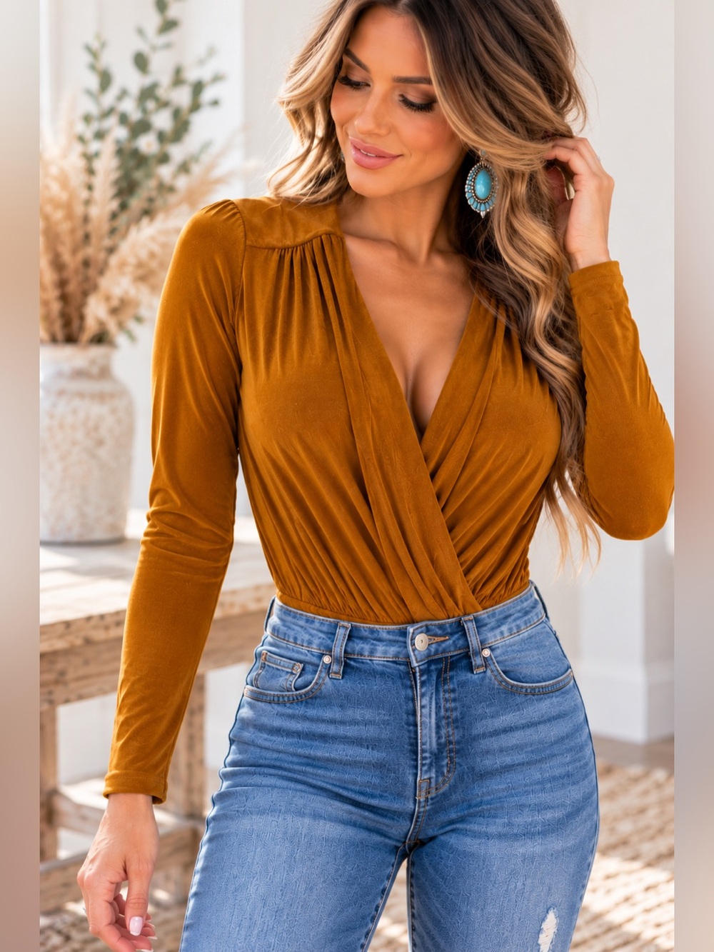 Free People Wrap-Front Long Sleeve Bodysuit - NWOT - Size M